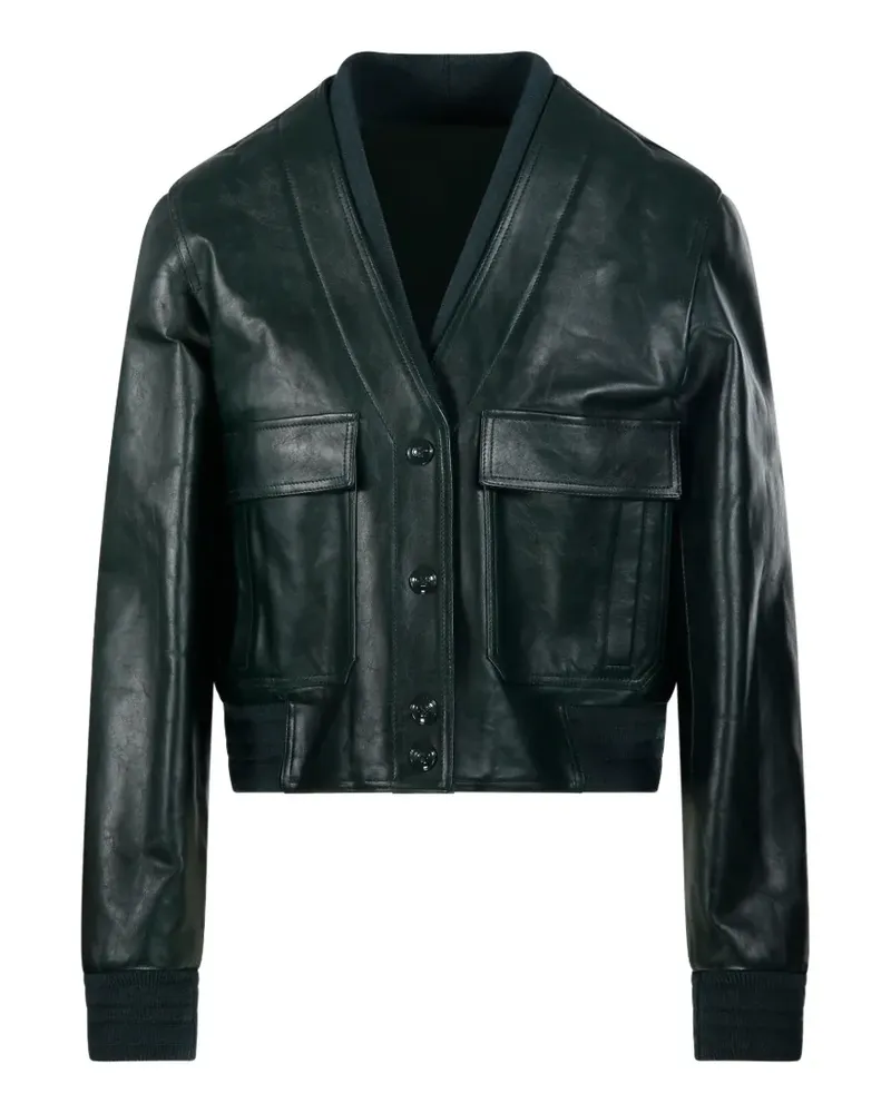 Gucci Lederjacke mit Knöpfen - Grün Grün