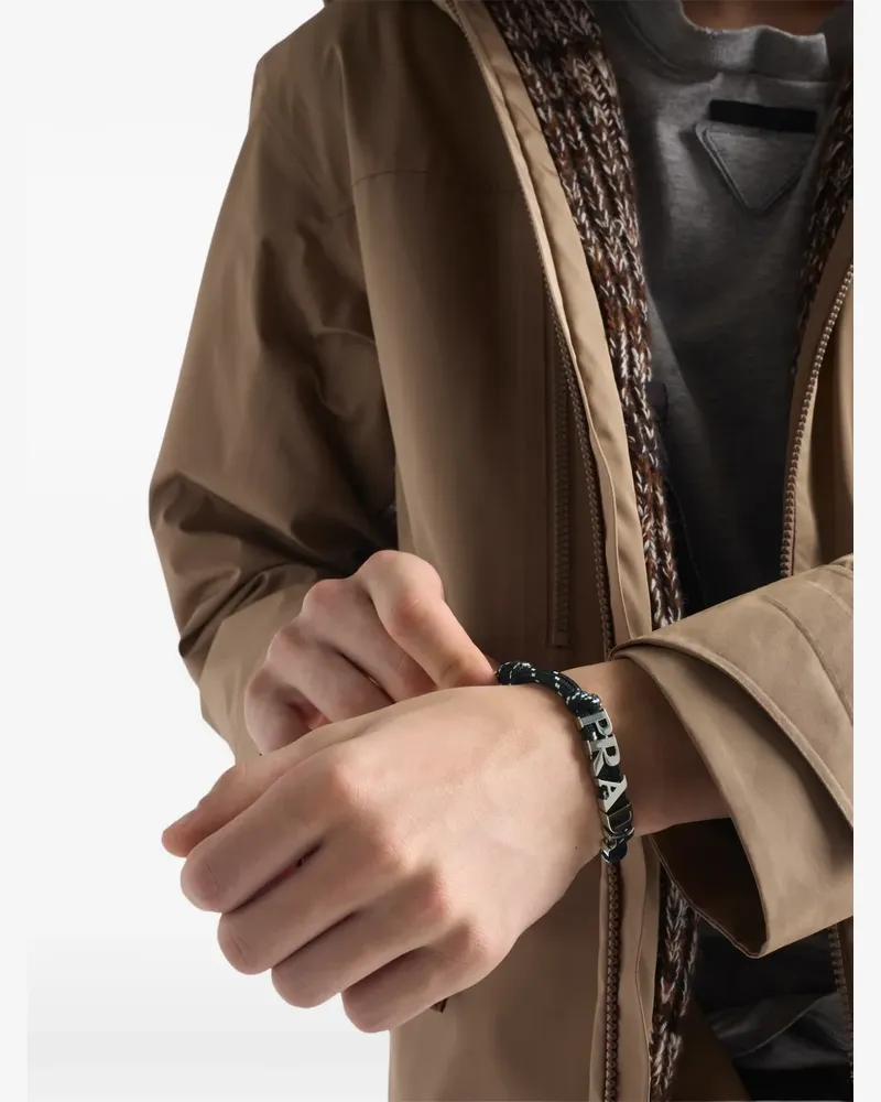 Prada Kordelarmband mit Logo - Schwarz Schwarz
