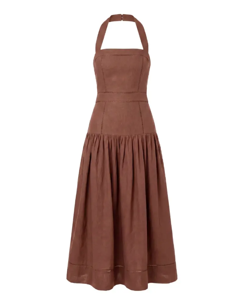 NICHOLAS Vivianne halterneck midi dress - Braun Braun