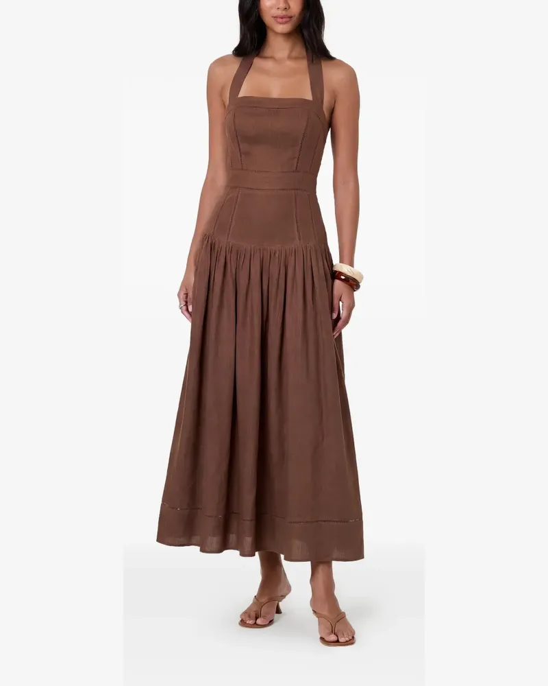 NICHOLAS Vivianne halterneck midi dress - Braun Braun