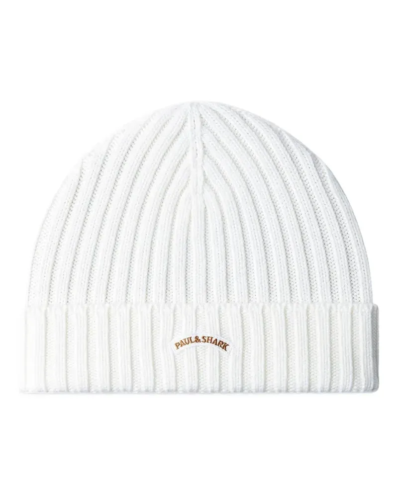 Paul & Shark ribbed beanie hat - Weiß Weiß