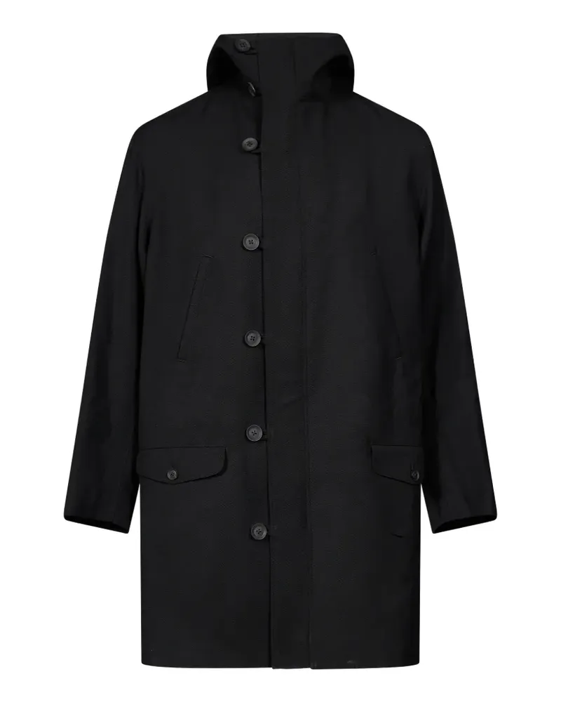 Yohji Yamamoto hooded single-breasted coat - Schwarz Schwarz