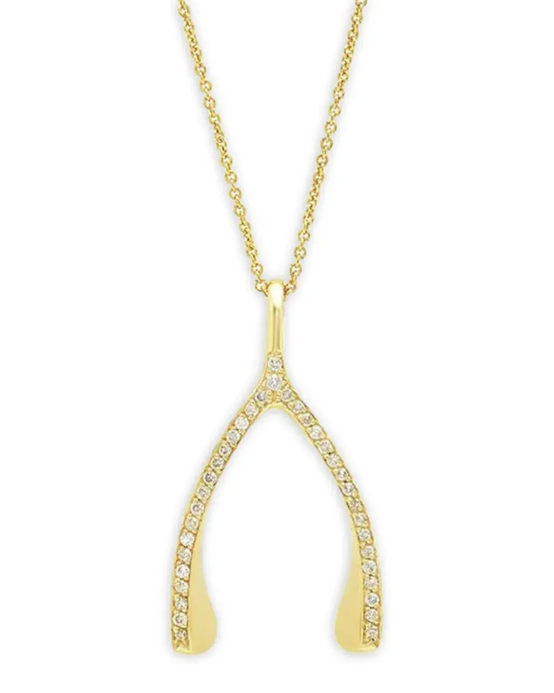 Jennifer Meyer 18k yellow gold Wishbone diamond necklace Gold