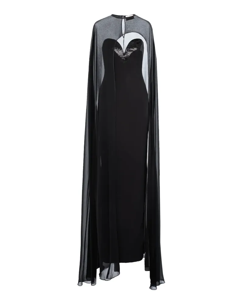 V:PM ATELIER Sindel cape-overlay maxi dress - Schwarz Schwarz