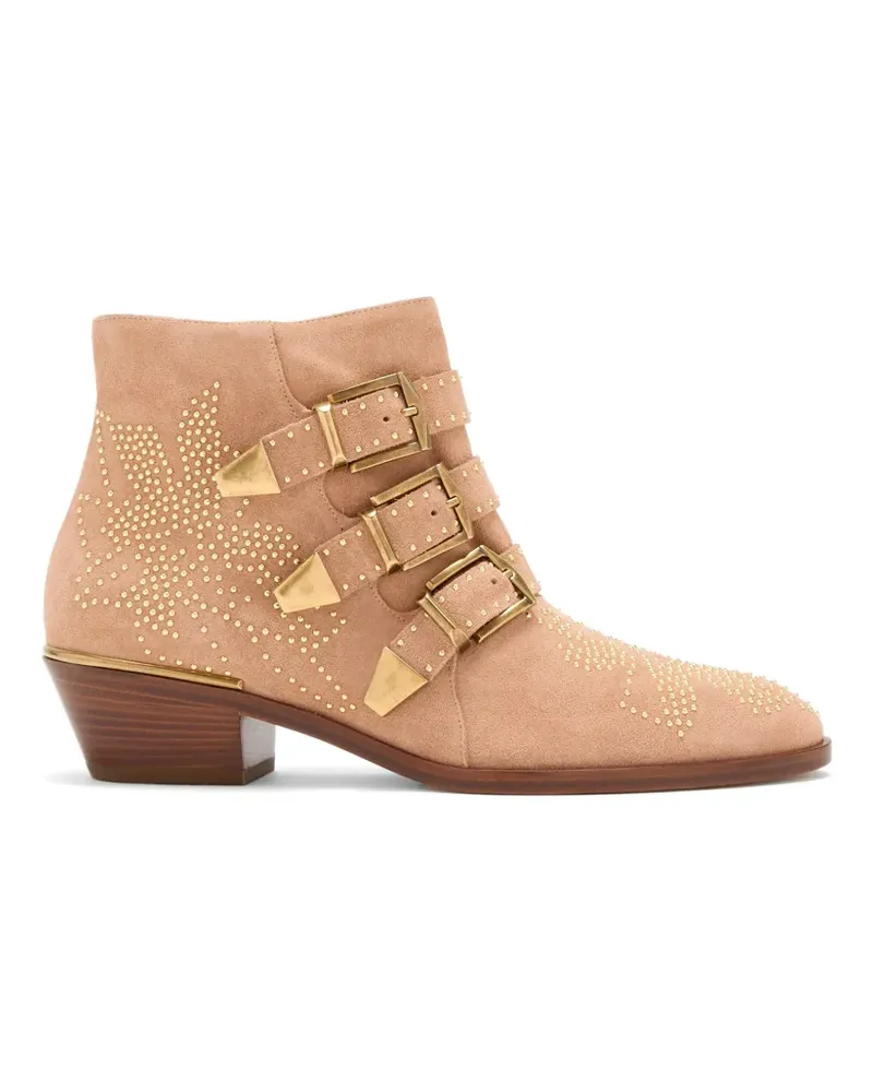 Chloé Susan studded buckle-strap boots - Nude Nude