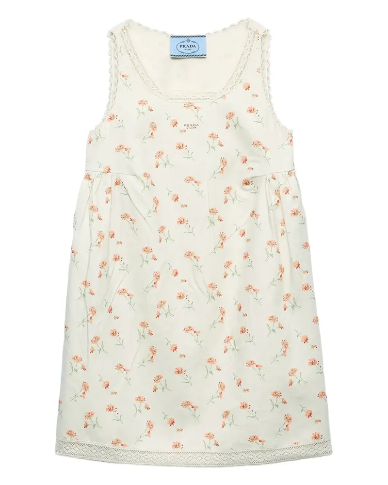 Prada Kleid aus Leinen mit Blumen-Print - Nude Nude