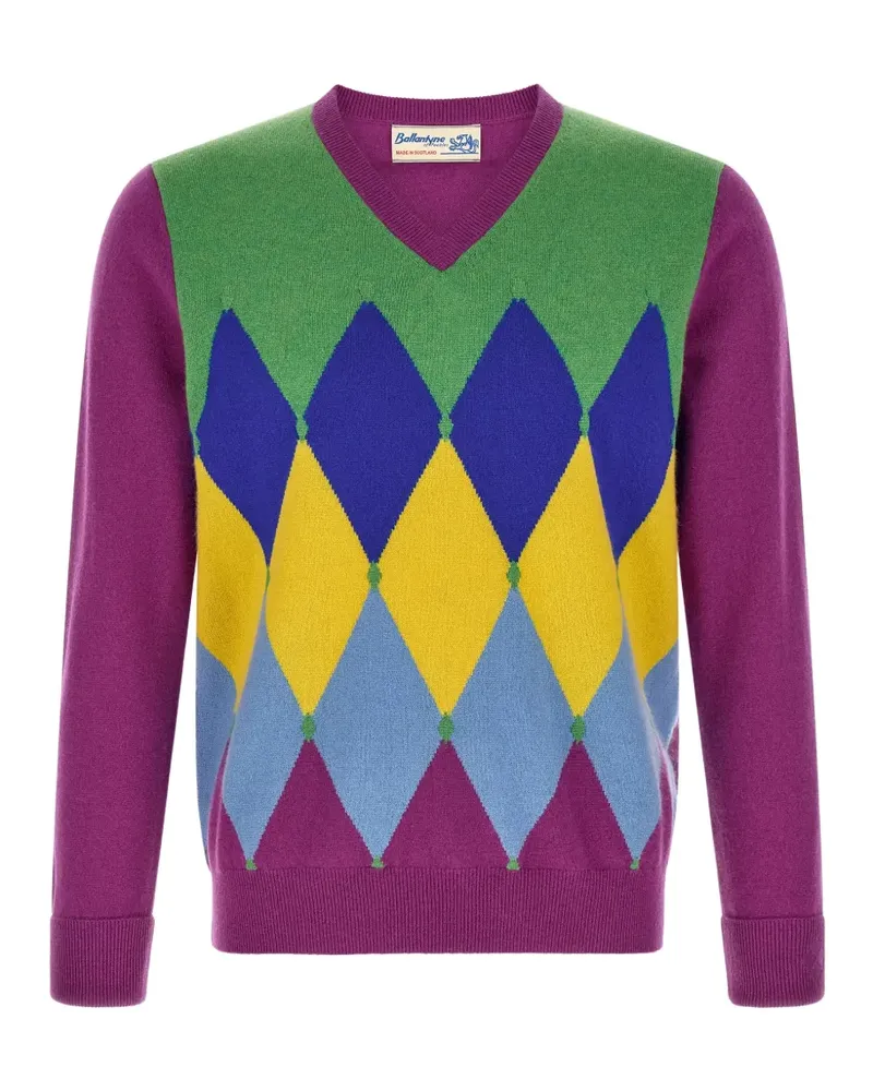 Ballantyne diamond intarsia V-neck sweater - Violett Violett