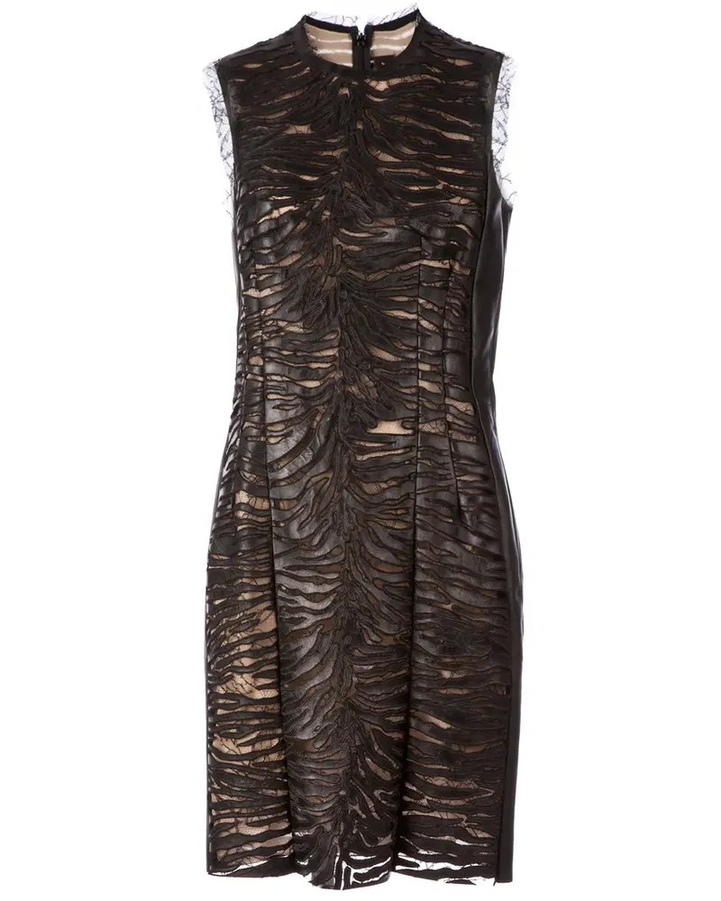 Alexandre Vauthier Lammlederkleid mit Spitzeneinsätzen - Schwarz Schwarz