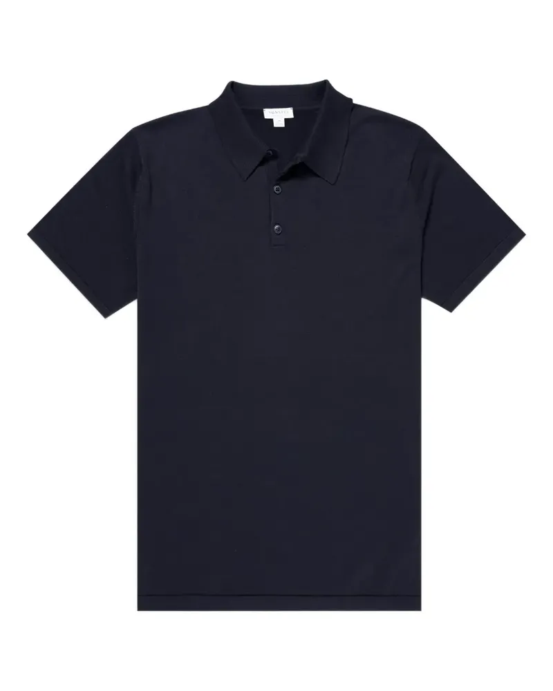 Sunspel Kurzärmeliges Poloshirt - Blau Blau