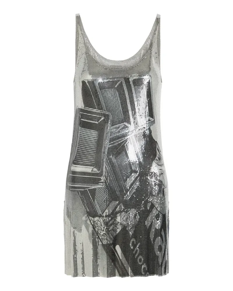 Paco Rabanne graphic-print chainmail mini dress - Silber Silber