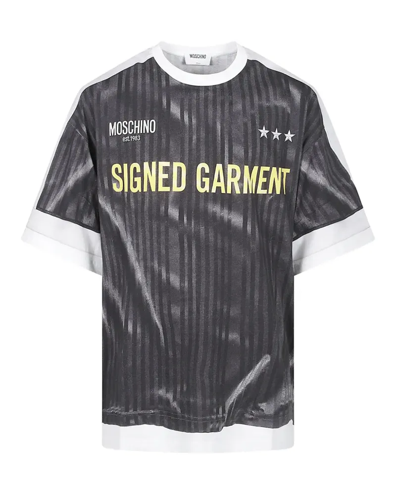 Moschino Gestreiftes T-Shirt - Grau Grau