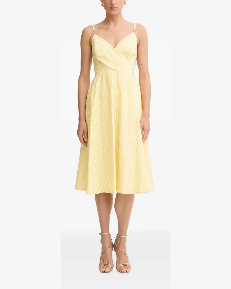 Morgan striped wrap midi dress - Gelb Gelb