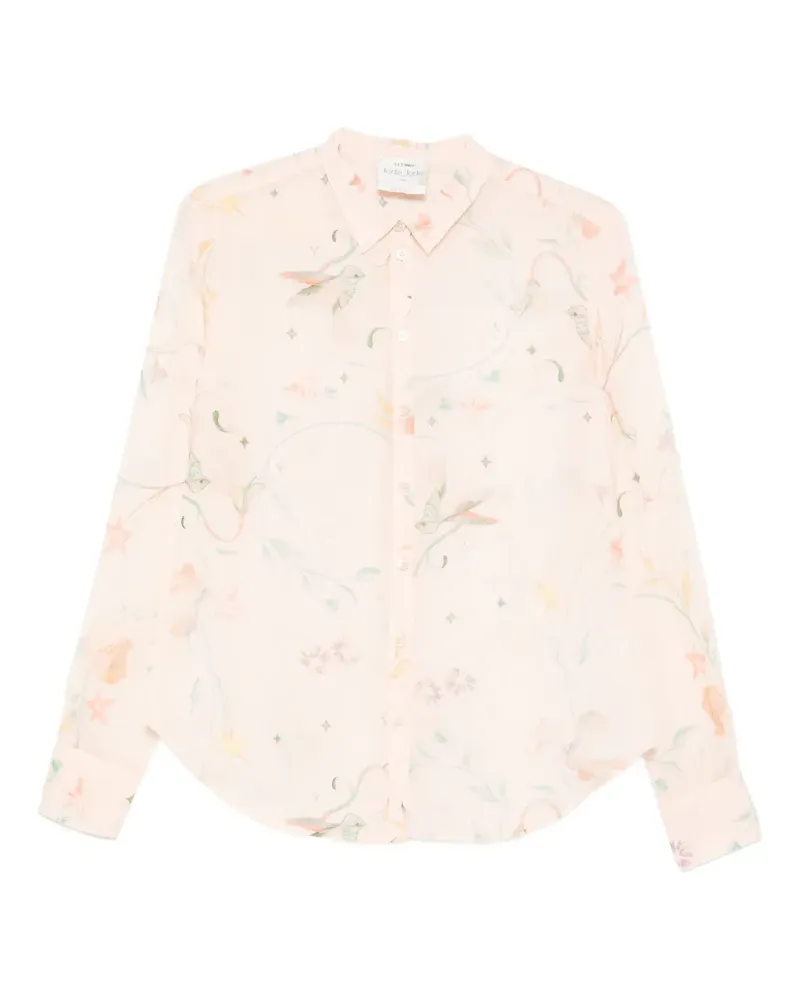 forte_forte Hemd mit Blumen-Print - Rosa Rosa