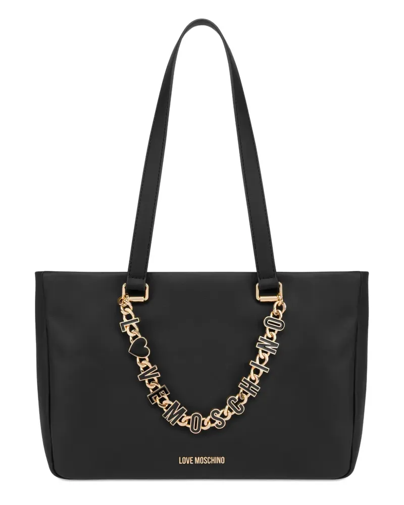 Moschino Schultertasche mit Kettenriemen - Schwarz Schwarz