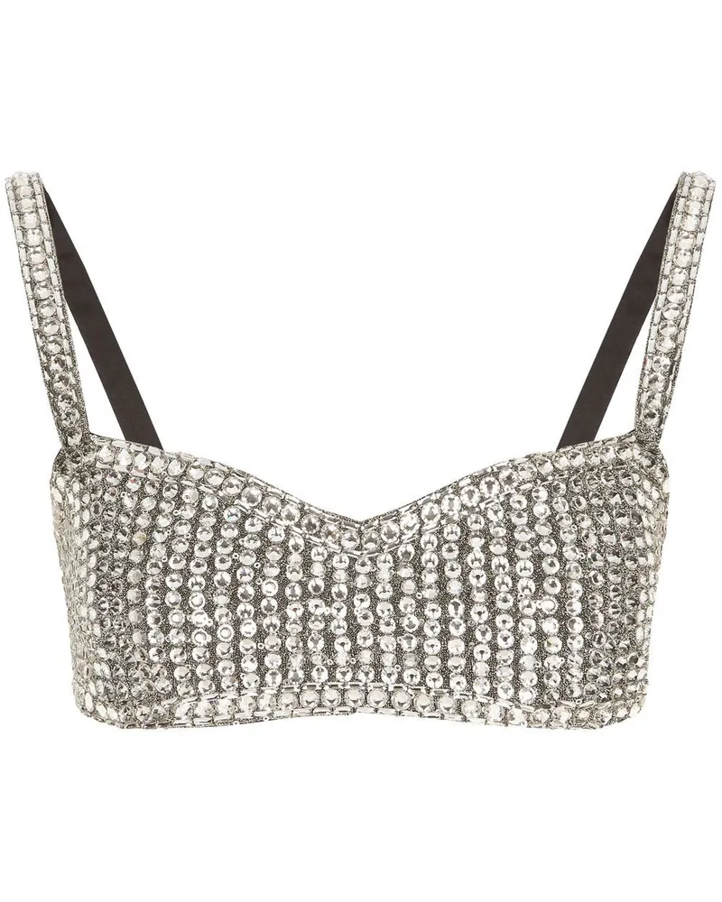 Dolce & Gabbana KIM DOLCE&GABBANA Cropped-Top mit Strassverzierung - Silber Silber