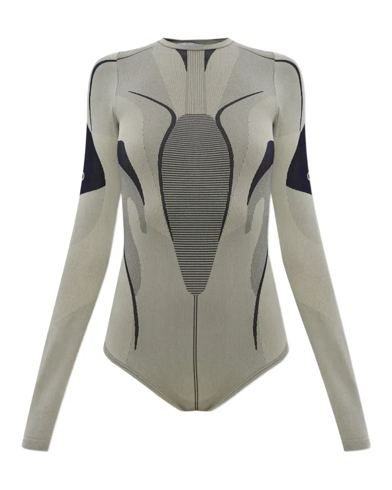 OFF-WHITE graphic-print long-sleeve bodysuit - Grau Grau