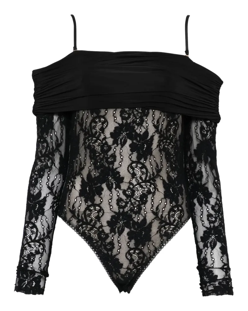 Zimmermann Rebellion draped lace bodysuit - Schwarz Schwarz