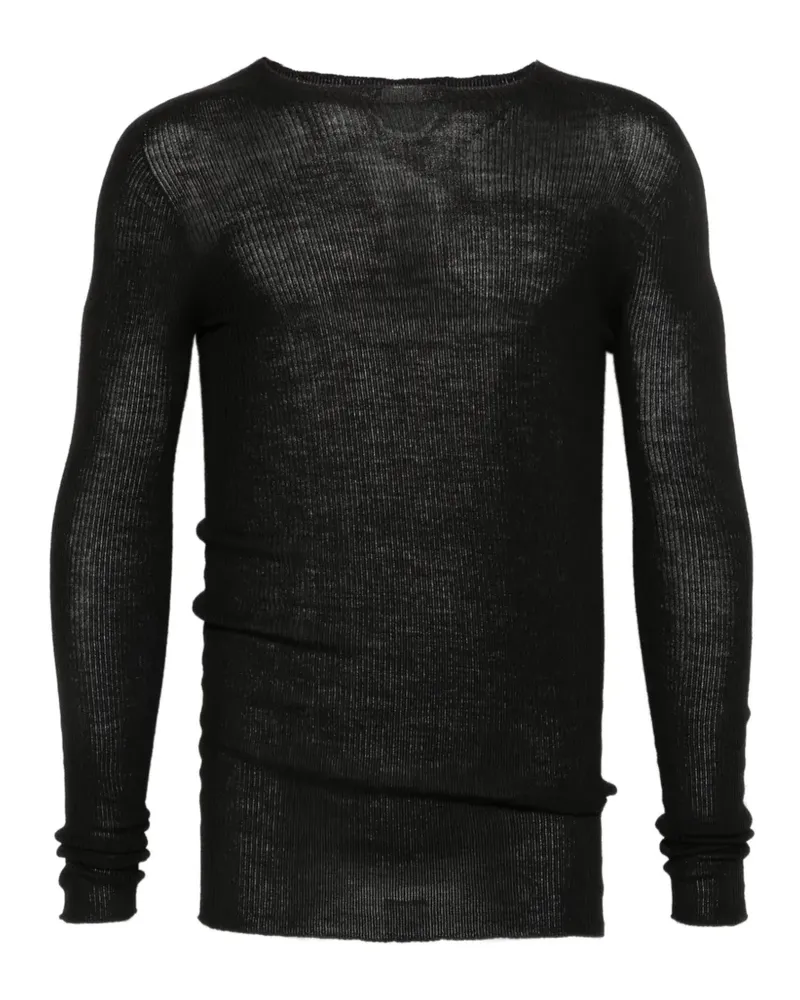Rick Owens Gerippter Pullover mit rundem Ausschnitt - Schwarz Schwarz