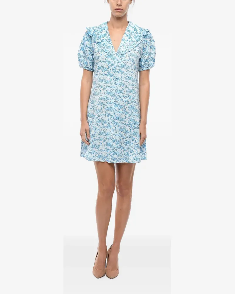 Samsøe & Samsøe JYTTA floral-print ruffled-collar mini dress - Blau Blau