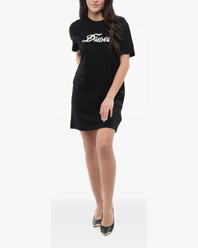 Diesel T-Shirt-Midikleid mit Logo-Print - Schwarz Schwarz