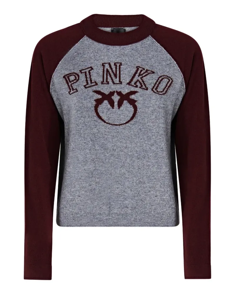 Pinko Oberteil mit Raglanärmeln und Logo-Intarsie - Grau Grau
