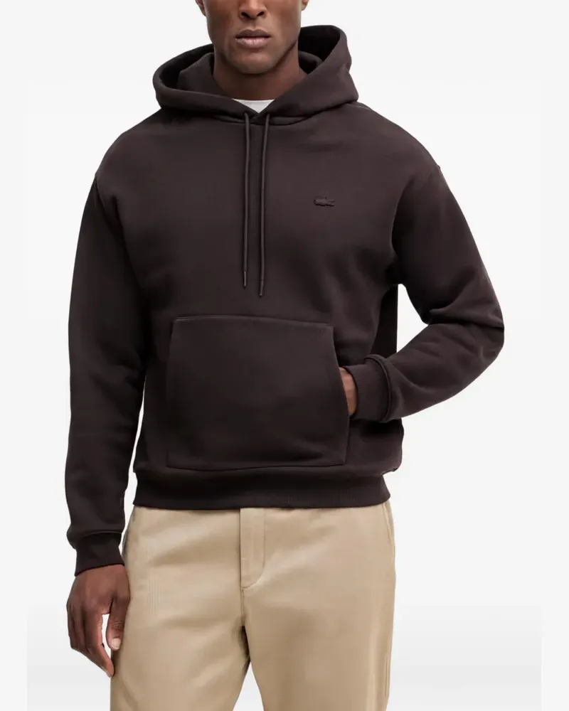 Lacoste logo-patch drawstring hoodie - Braun Braun