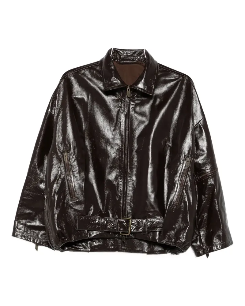 Salvatore Santoro Lederjacke mit Gürtel - Braun Braun