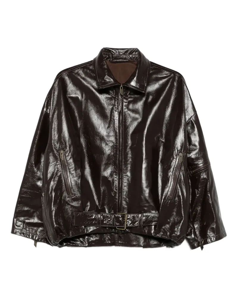 Salvatore Santoro Lederjacke mit Gürtel - Braun Braun