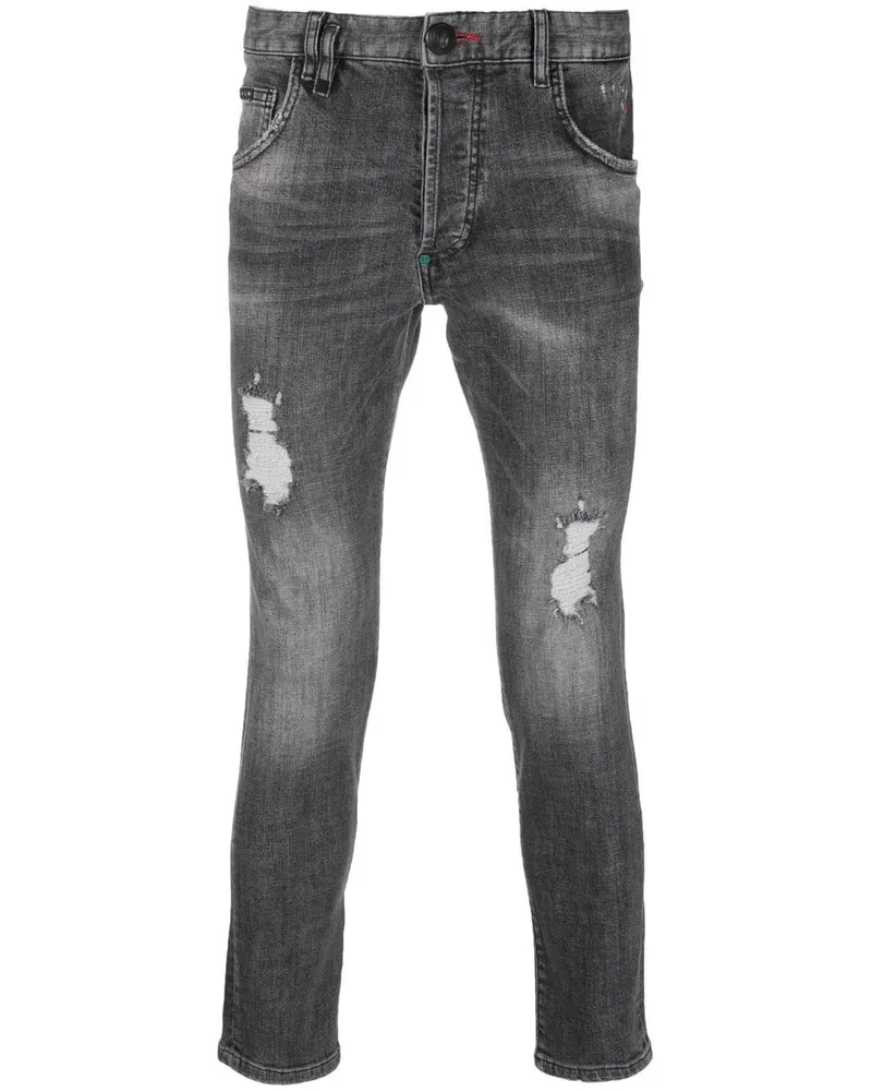 Philipp Plein Gerade Jeans im Distressed-Look - Grau Grau