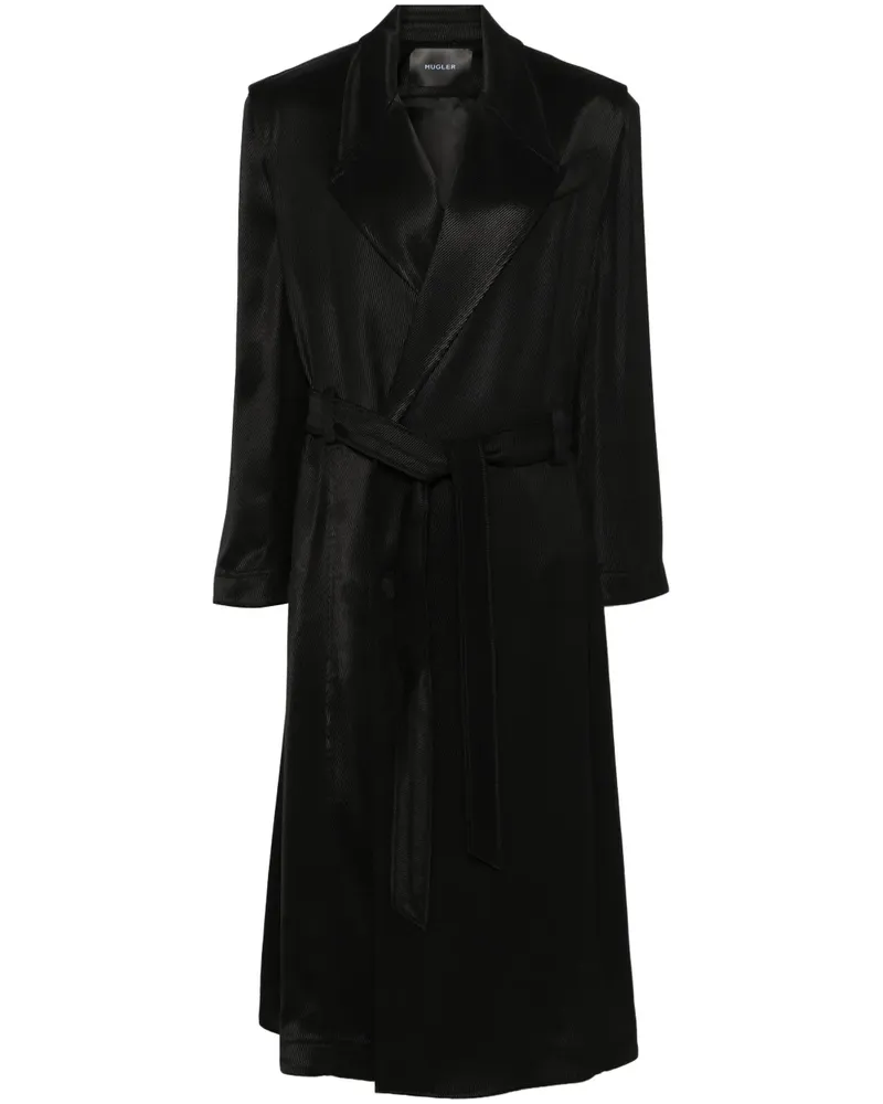 Thierry Mugler Mantel mit Gürtel - Schwarz Schwarz