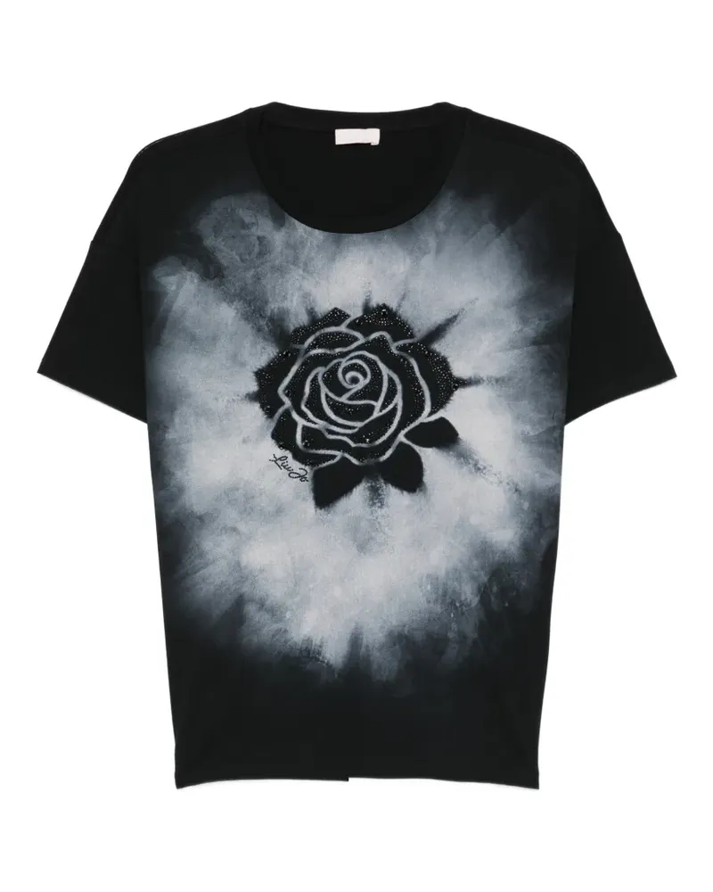 Liu Jo T-Shirt mit Rosen-Print - Schwarz Schwarz