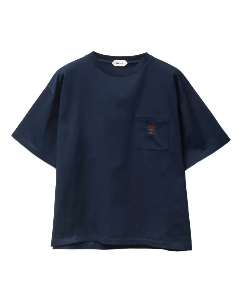 Versace T-Shirt mit Logo-Stickerei - Blau Blau