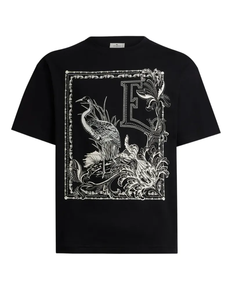 Etro placed-print cotton T-shirt - Schwarz Schwarz