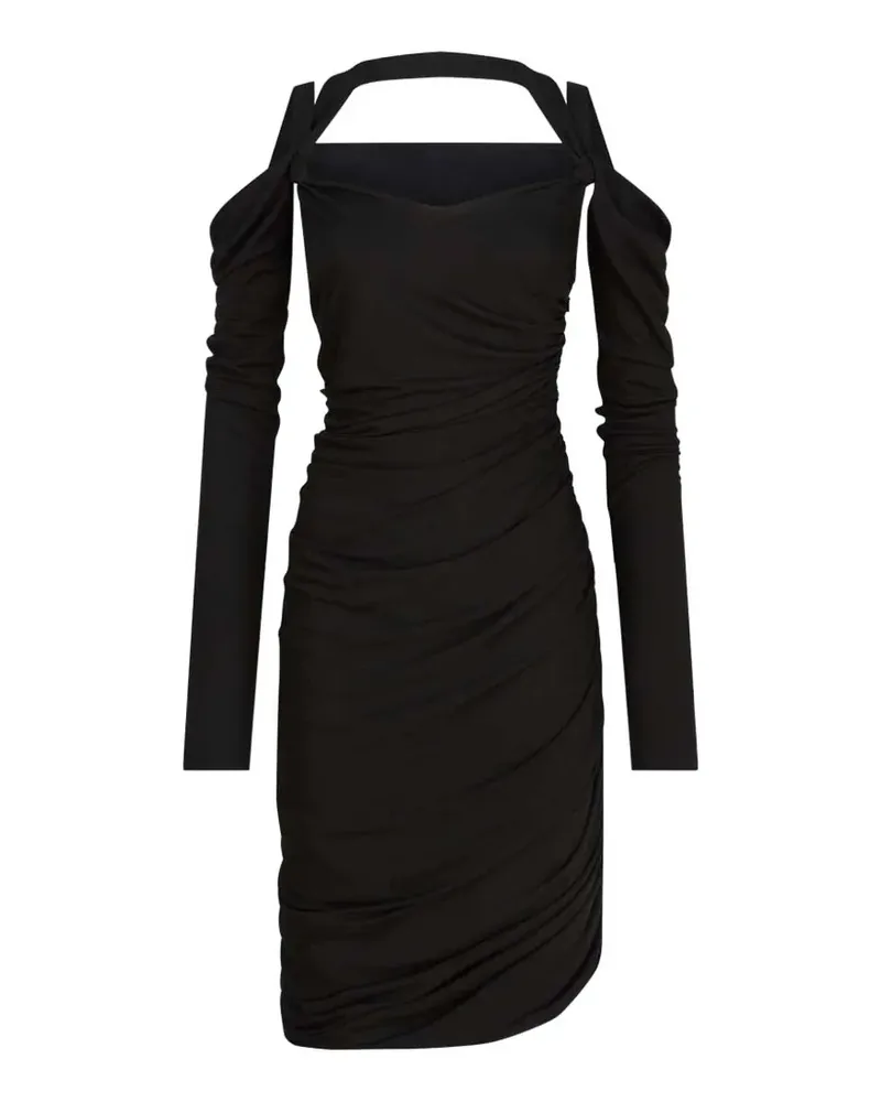 ATTICO ruched cold-shoulder party dress - Schwarz Schwarz
