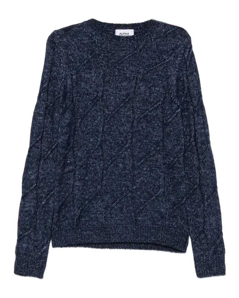 Alpha Studio Aran Pullover mit Zopfmuster - Blau Blau