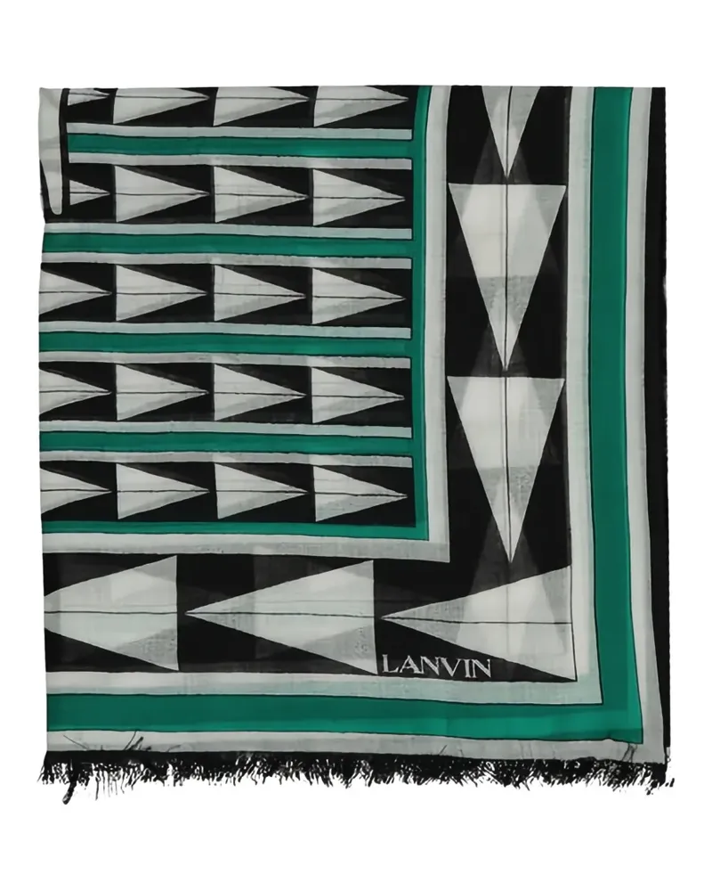 Lanvin geometric-print logo scarf - Weiß Weiß