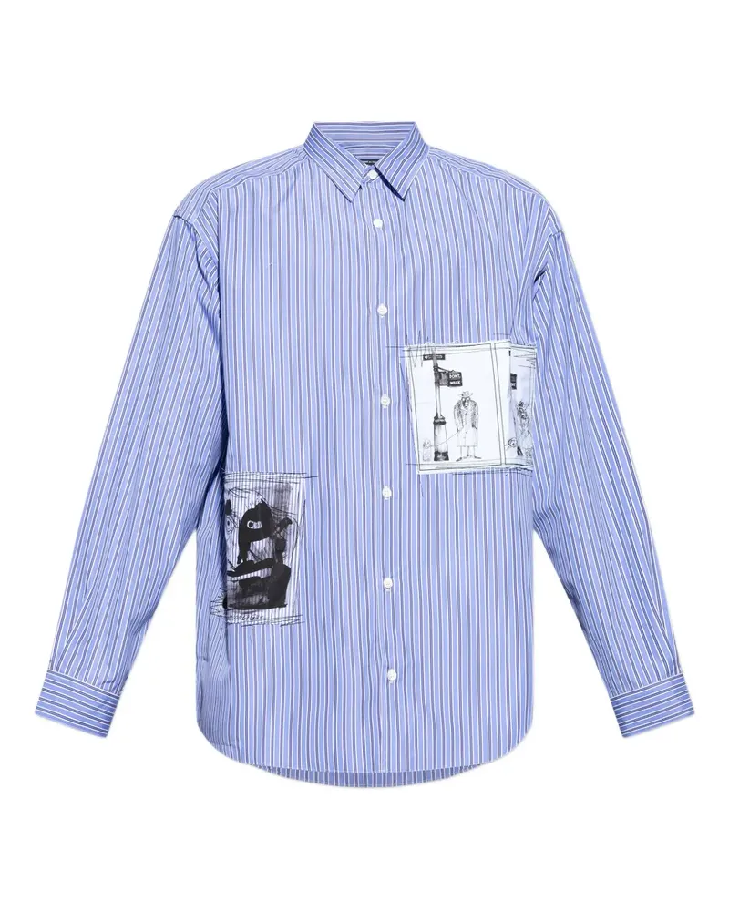 Comme des Garçons Gestreiftes T-Shirt - Blau Blau