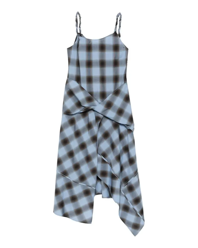 Feng Chen Wang check-pattern midi dress - Blau Blau