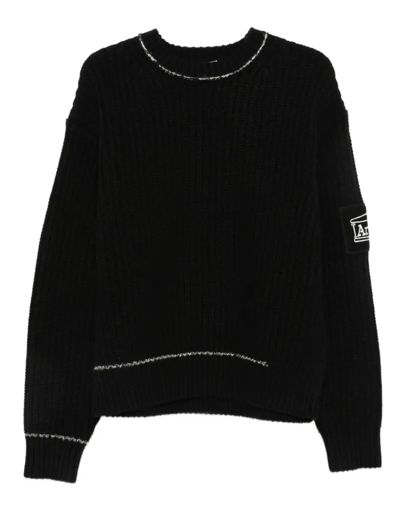 Aries logo-patch long-sleeve sweater - Schwarz Schwarz
