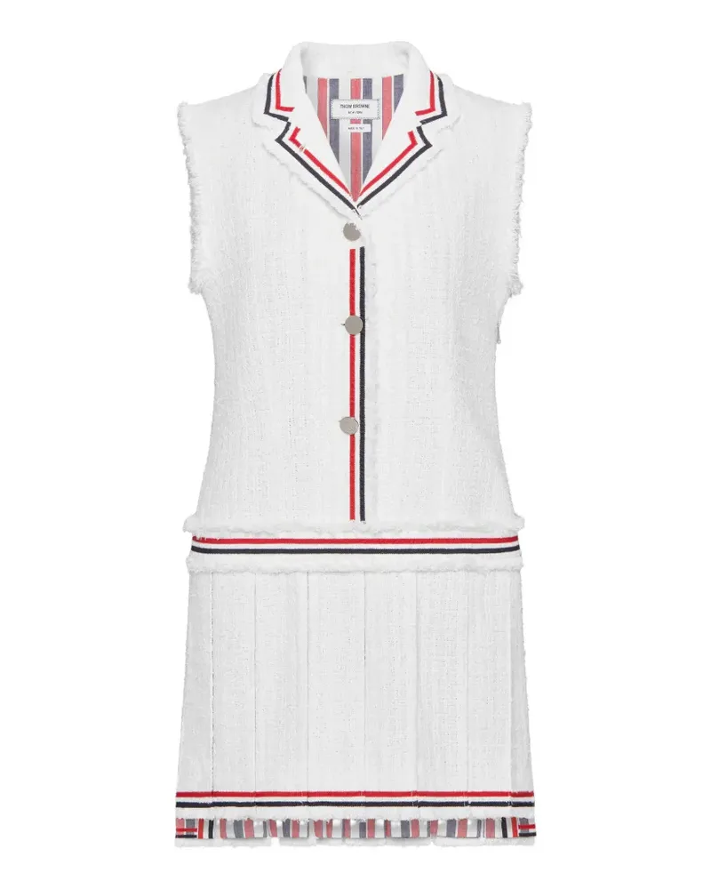 Thom Browne Tweed-Kleid mit Falten - Weiß Weiß