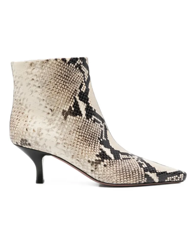 Paris Texas Rose snake-effect leather ankle boots - Nude Nude
