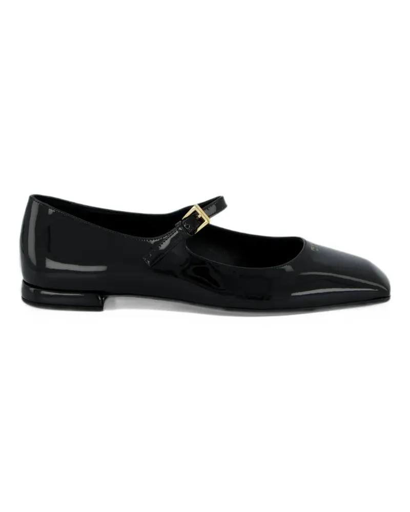 Prada patent leather buckle-fastening ballet flats - Schwarz Schwarz