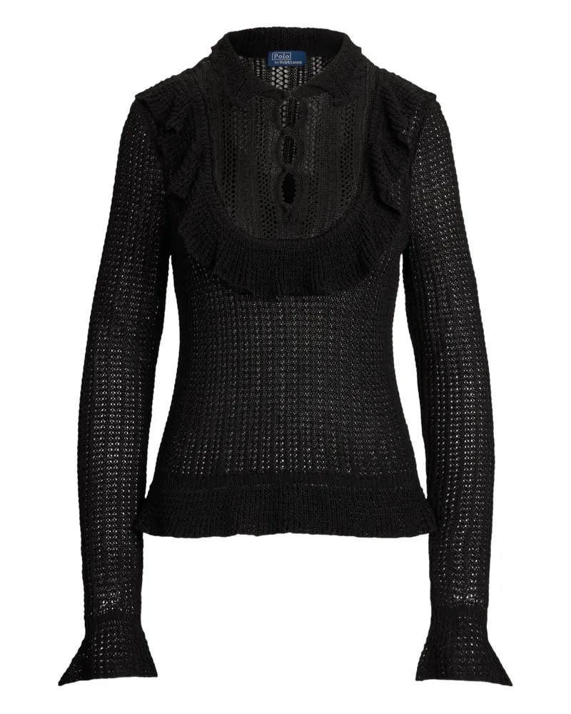 Ralph Lauren Pullover in Lochstrick - Schwarz Schwarz