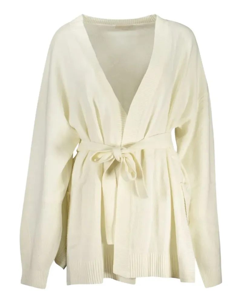 Guess belted V-neck cardigan - Weiß Weiß