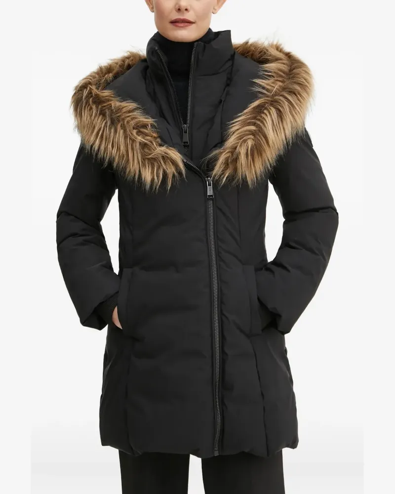 Guess Kapuzenmantel mit Faux Fur - Schwarz Schwarz