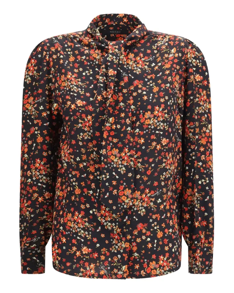 Gucci floral-print silk-crepe shirt - Schwarz Schwarz