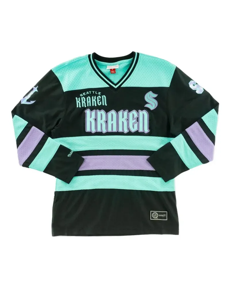 Mitchell & Ness Gestreiftes Seattle Kraken Sweatshirt - Schwarz Schwarz