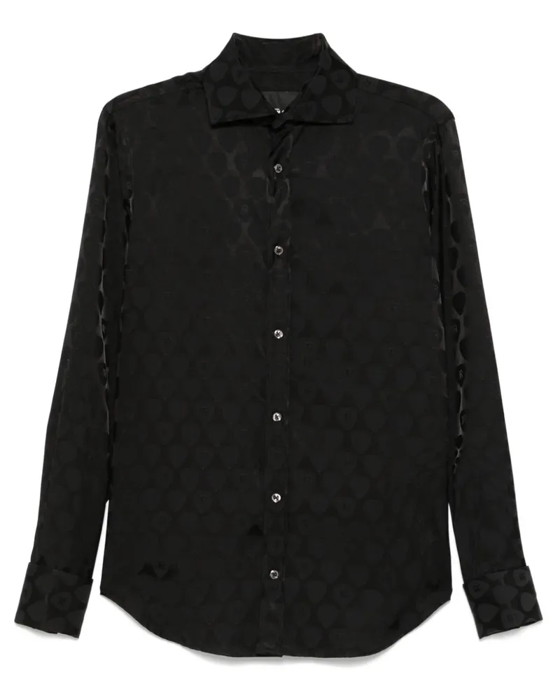 John Richmond Hemd mit Jacquardmuster - Schwarz Schwarz