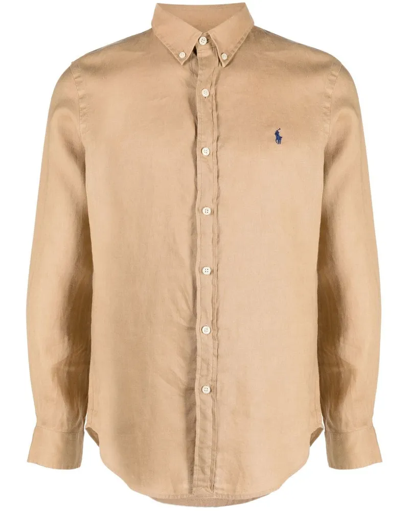 Ralph Lauren Leinenhemd mit Logo-Stickerei - Braun Braun