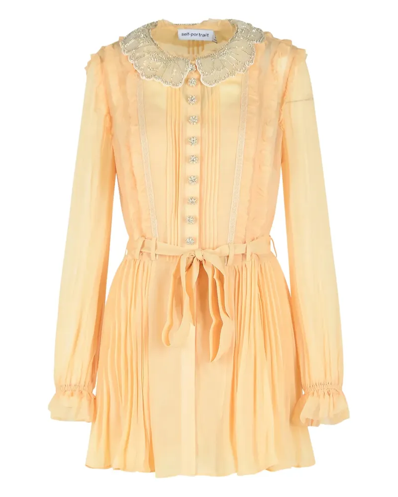 Self-Portrait Plissiertes Minikleid - Nude Nude